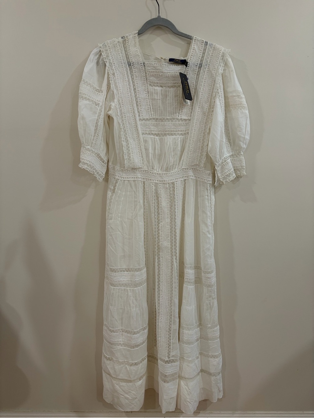 Polo by Ralph Lauren Cream Cotton Lace Maxi Dress